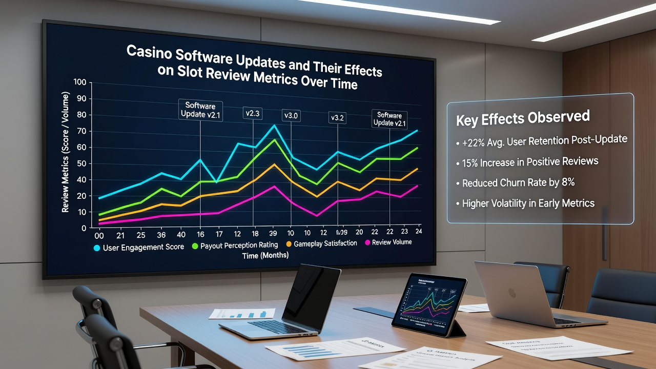 Analytics chart displaying changes in slot metrics following software updates over time