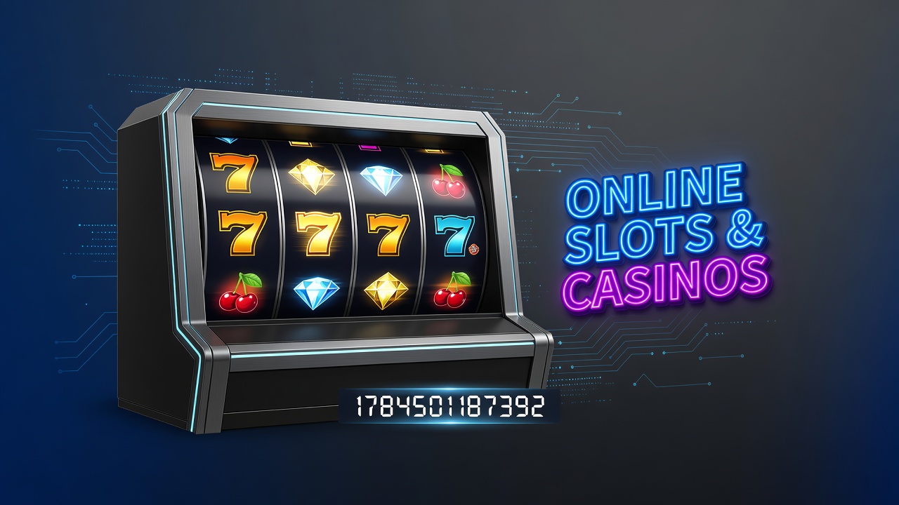 Digital slot machines displayed on various casino platforms with colorful reels and themes
