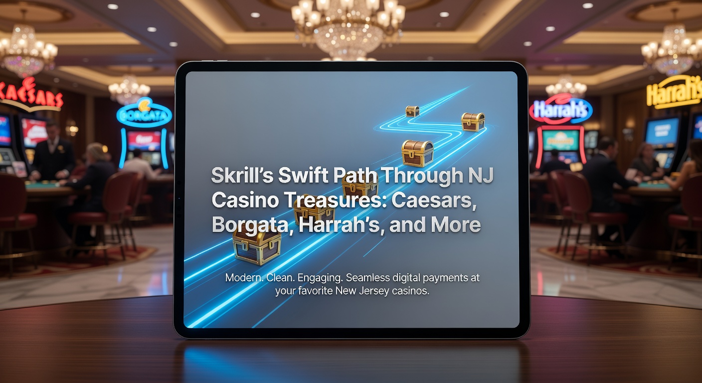 Comparison chart of Skrill transaction times and limits at NJ casinos including Caesars, Borgata, and Harrah's, with speed icons emphasizing swift paths